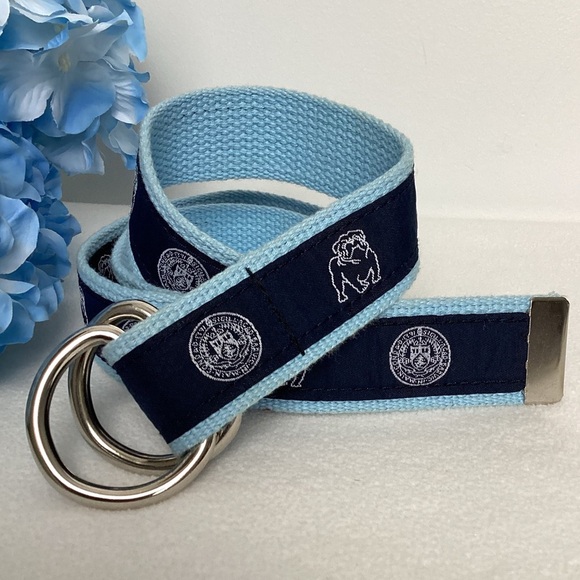 Preppy Blue Bull Dog Adjustable D-Ring Belt - Picture 1 of 7